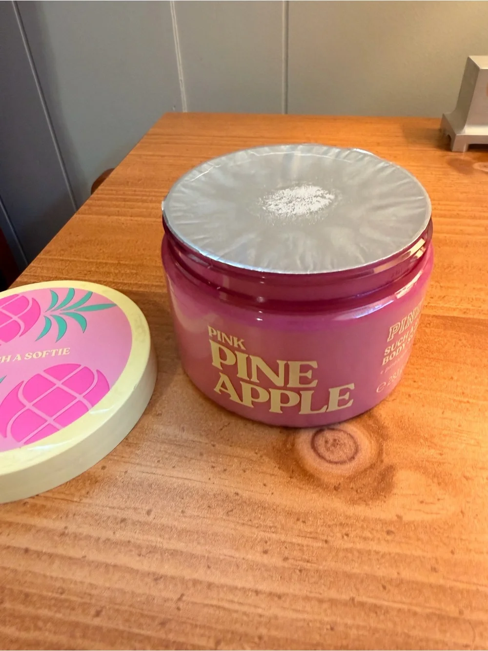 PINK Victoria's Secret Pineapple Body Scrub in Pink with Cream Lid